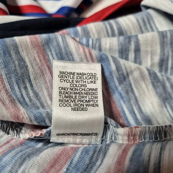 Allison Daley Women's Top Blouse Size 2X Stripe White Blue Red Short Sleeve (04) - Picture 7 of 10